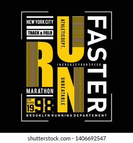 Vector Illustration On A Theme Of Marathon And Running In New York City, Brooklyn. Sport Typography, T-shirt Graphics, Poster, Print, Run, Banner, Flyer, Postcard - Vector