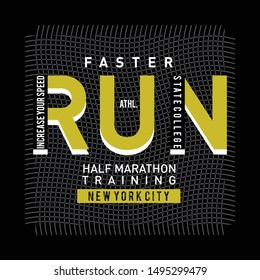 Vector illustration on a theme of marathon and running in New York City, Brooklyn. Sport typography,t-shirt graphics, poster, print,run,banner,flyer,postcard