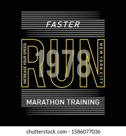 Vector illustration on a theme of marathon and running in New York City. Sport typography, t-shirt graphics, poster, print, run, banner, flyer, postcard - Vector