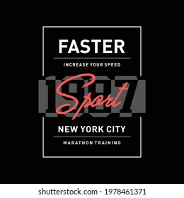 Vector illustration on a theme of marathon and running in New York City. Sport typography, t-shirt graphics, poster, print, run, banner, flyer, postcard