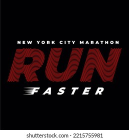 Vector illustration on a theme of marathon and running in New York City, Brooklyn. Sport typography for your graphic design, banner, poster