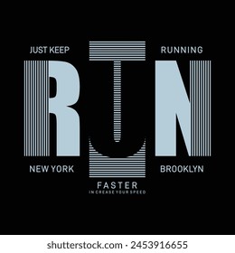 Vector illustration on a theme of marathon and running in New York City, Brooklyn. Sport typography, t-shirt graphics, poster, print, run, banner, flyer, postcard