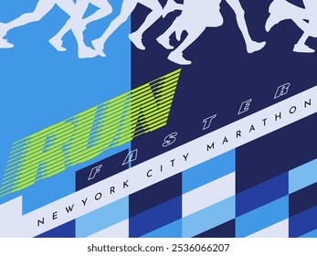 Vektorgrafik zum Thema Marathon und Laufen in New York City, Brooklyn. Sport Banner, Poster, Print, Run, Banner, Flyer,