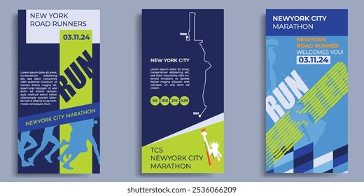 Vektorgrafik zum Thema Marathon und Laufen in New York City, Brooklyn. Sport Banner, Poster, Print, Run, Banner, Flyer,