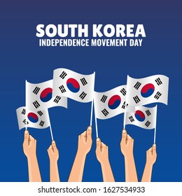 Vector Illustration on the theme March 1st Movement in South Korea
