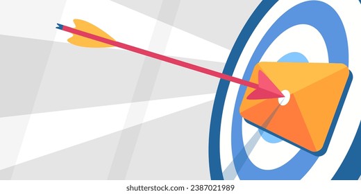 Vector illustration on the theme of marketing, the arrow hits the letter exactly.