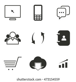 Vector illustration on the theme media and communication icons