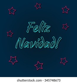 Vector illustration on the theme of Merry Christmas in Spanish language. Feliz navidad