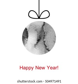 Vector illustration on theme Merry Christmas and happy new year. Ink poster background for happy new year. Tree toy isolated on white background.