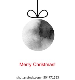 Vector illustration on theme Merry Christmas and happy new year. Ink poster background for happy new year. Tree toy isolated on white background.