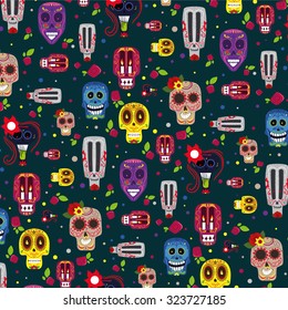 Vector illustration on the theme of the Mexican holiday Day of the Dead (Dia de Muertos) , creative pattern