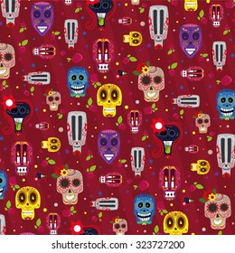 Vector illustration on the theme of the Mexican holiday Day of the Dead (Dia de Muertos) , creative pattern