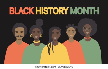 vector illustration on the theme of the month of black history. the various  black people . trend illustration in flat style