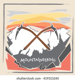 Vector illustration on the theme of mountaineering, climbing