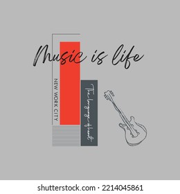 Vector illustration on the theme of music . Sport typography, t-shirt graphics, print, poster, banner, flyer, postcard.