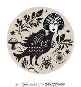 Vector illustration on the theme of mythology, mystic and esoteric. 