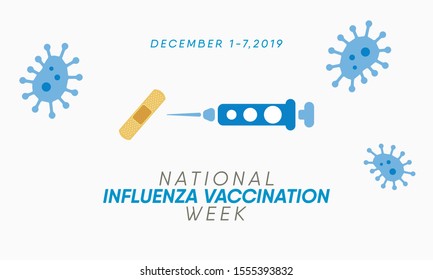 Vector illustration on the theme of National Influenza Vaccination week from December 1st to 7th.