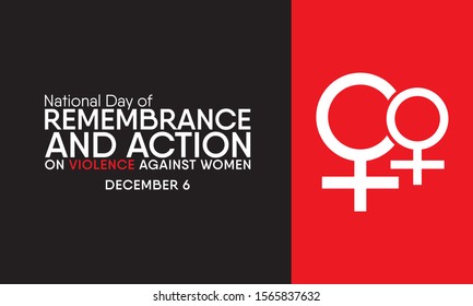 Vector illustration on the theme of National day of remembrance and action on violence against Women on December 6th.