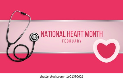 Vector Illustration On The Theme Of National Heart Month Of February.