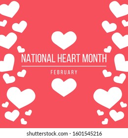Vector illustration on the theme of National Heart month of February.
