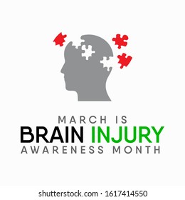 Vector illustration on the theme of National Traumatic Brain Injury awareness month of March.