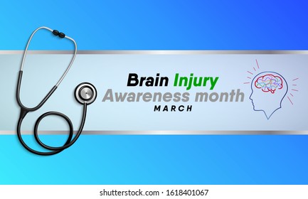 Vector illustration on the theme of National Traumatic Brain Injury awareness month of March.