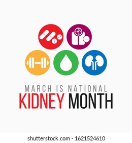 Vector illustration on the theme of National Kidney Month of March.