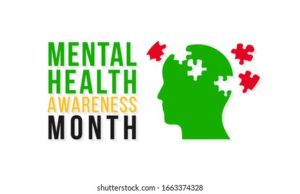 Vector Illustration On The Theme Of National Mental Health Awareness Month Of May.