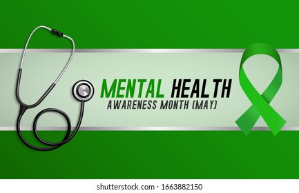 Vector Illustration On The Theme Of National Mental Health Awareness Month Of May.