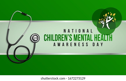 Vector illustration on the theme of National Children's Mental health awareness day observed in Month of May, seeks to raise awareness about the importance of children's mental health.