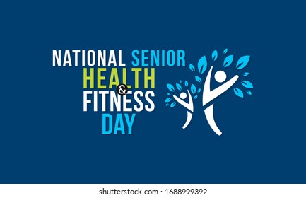 Vector Illustration On The Theme Of National Senior Health And Fitness Day Observed Each Year On Last Wednesday In May.