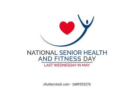 Vector Illustration On The Theme Of National Senior Health And Fitness Day Observed Each Year On Last Wednesday In May.