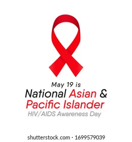 Ilustración vectorial sobre el tema del Día Nacional de Concienciación sobre el VIH y el SIDA para los habitantes de las islas de Asia y el Pacífico que se celebra cada año el 19 de mayo.