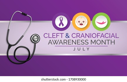Vektorillustration Illustration zum Thema National Cleft und Craniofacial Bewusstseinsmonat im Juli beobachtet.