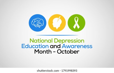 Vector illustration on the theme of national Depression education and awareness month observed each year during October.