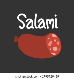 Vector illustration on the theme of National Salami Day on September 7. Decorated with a handwritten inscription and Salami.