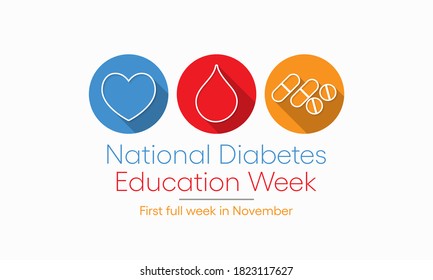 Vector Illustration On The Theme Of National Diabetes Education Week Observed Each Year During First Full Week In November.