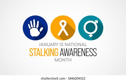 Vector Illustration On The Theme Of National Stalking Awareness Month Observed Each Year During January.