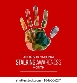 Vector Illustration On The Theme Of National Stalking Awareness Month Observed Each Year During January.