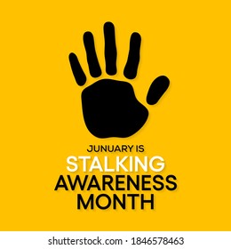 Vector Illustration On The Theme Of National Stalking Awareness Month Observed Each Year During January.