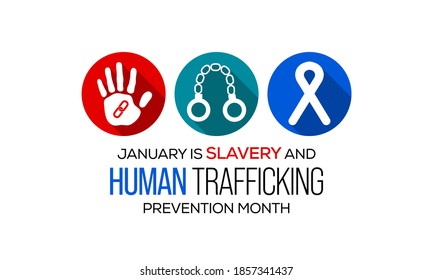 Vector Illustration On The Theme Of National Slavery And Human Trafficking Prevention Month Observed Each Year During January.