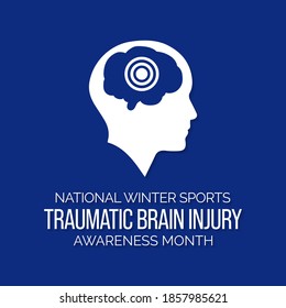 Vector Illustration On The Theme Of National Winter Sports Traumatic Brain Injury (TBI) Awareness Month Observed Each Year In USA During January.