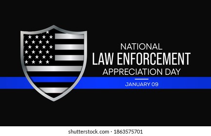 Vector illustration on the theme of National Law Enforcement appreciation day observed each year on January 9th across United States.