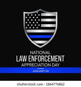 Vector illustration on the theme of National Law Enforcement appreciation day observed each year on January 9th across United States.