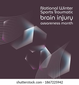 Vector Illustration On The Theme Of National Winter Sports Traumatic Brain Injury (TBI) Awareness Month Observed Each Year In USA During January.
