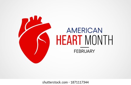 Vector illustration on the theme of National American Heart month observed each year during February across United States.