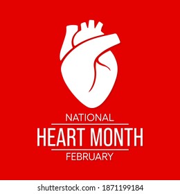 Vector Illustration On The Theme Of National American Heart Month Observed Each Year During February Across United States.