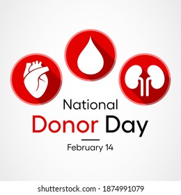 Vector illustration on the theme of National Organ Donor day observed each year on February 14th.