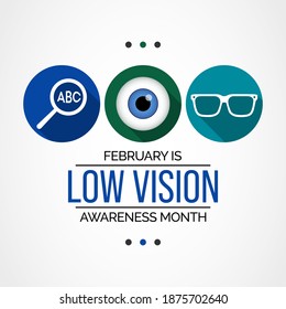 Vector Illustration On The Theme Of National AMD Age Related Macular Degeneration And Low Vision Awareness Month Observed Each Year During February.