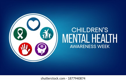 Vector Illustration On The Theme Of National Children's Mental Health Awareness Week Observed Each Year During First Week Of February.